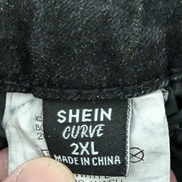 SHEIN CURVE Black Denim Distressed High Rise Skinny Jeans; Size 2XL - Picture 3 of 4